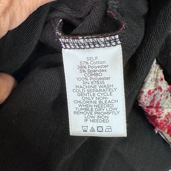 Susan Graver Weekend Black/Pink/White Printed Crewneck Knit Lg Sleeve Top Sz XL - Picture 4 of 7